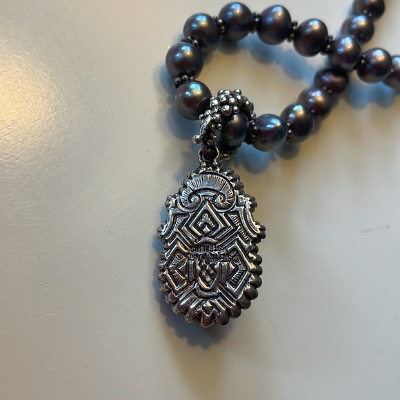 Steven Dweck Serling Silver Caviar Pendant purple Pearl necklace - Picture 5 of 7